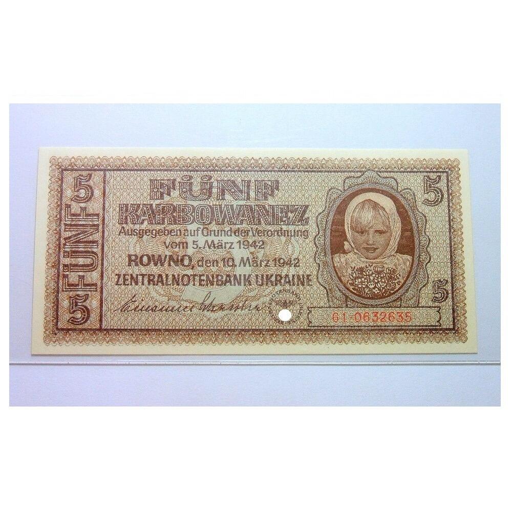 PCGS MS66 德国第三帝国占乌克兰1942年5卡博瓦内斯（等同5马克）原光挺版