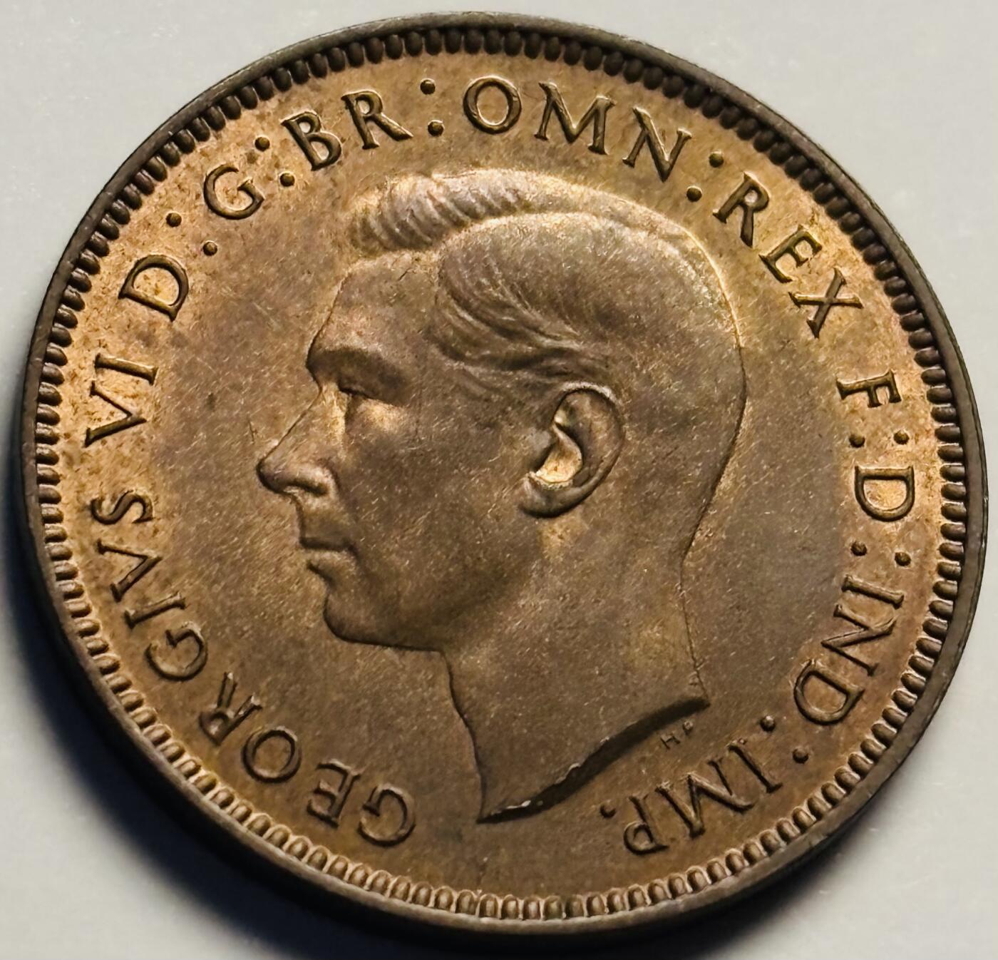 文馨钱币收藏第 233 场 铜光色美品 1940 年英国乔治六世版法新铜币