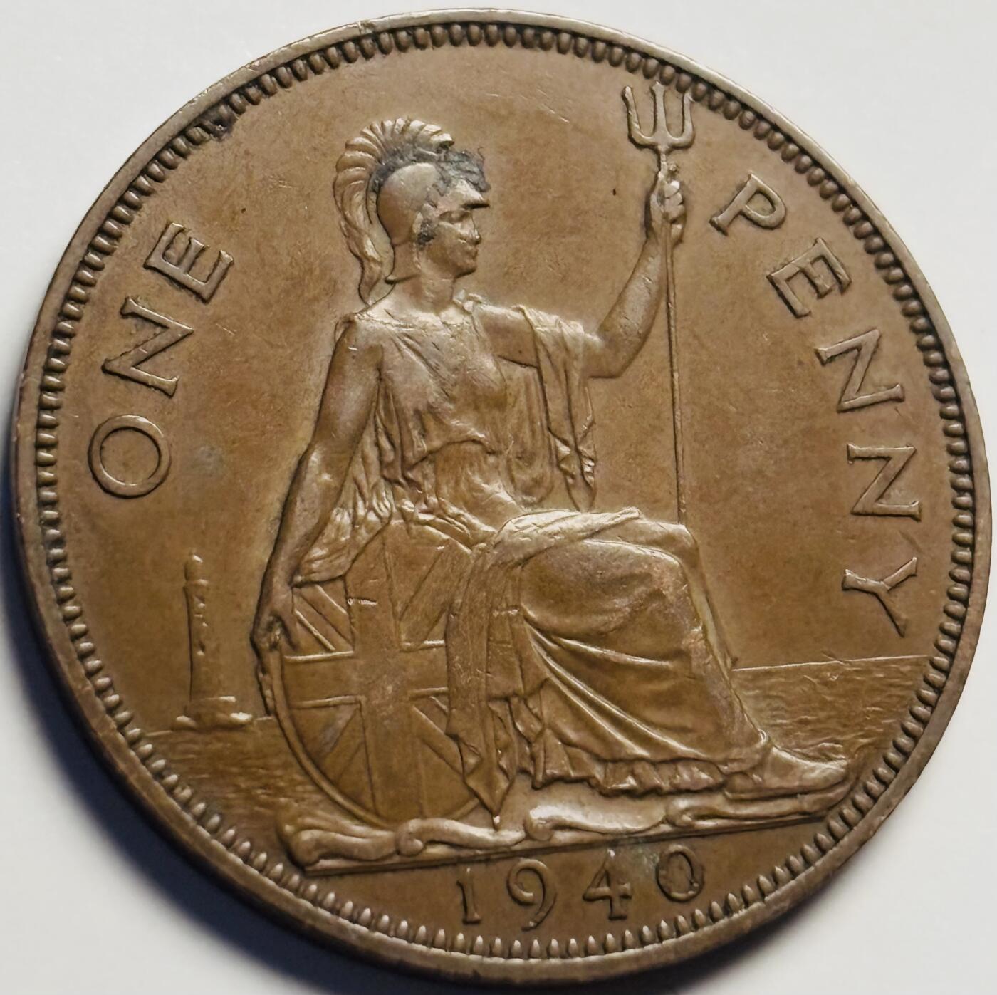 文馨钱币收藏第 233 场 极美品 1940 年英国乔治六世 1 便士大铜币