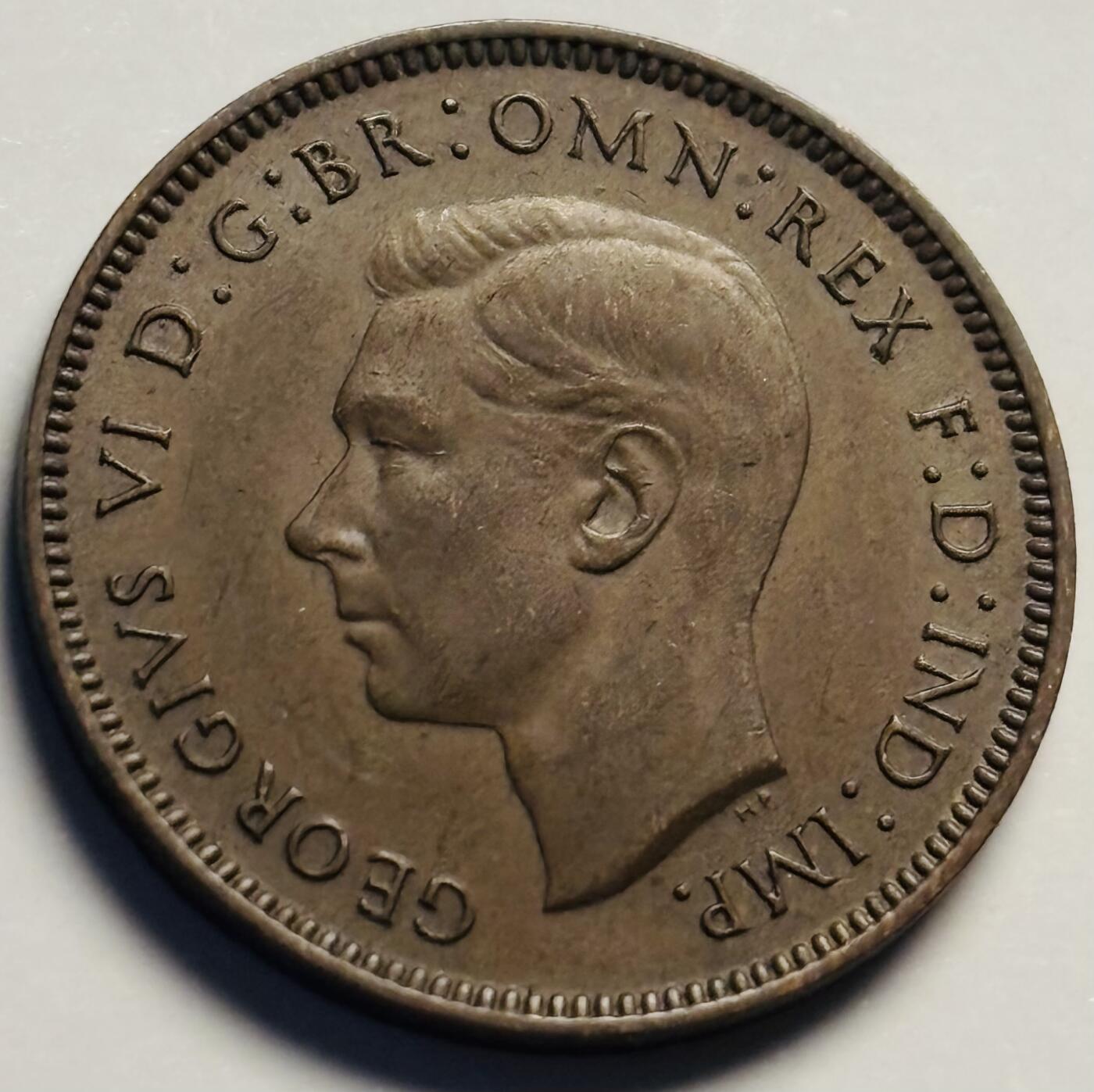 文馨钱币收藏第 233 场 巧克力美品 1941 年英国乔治六世版法新铜币