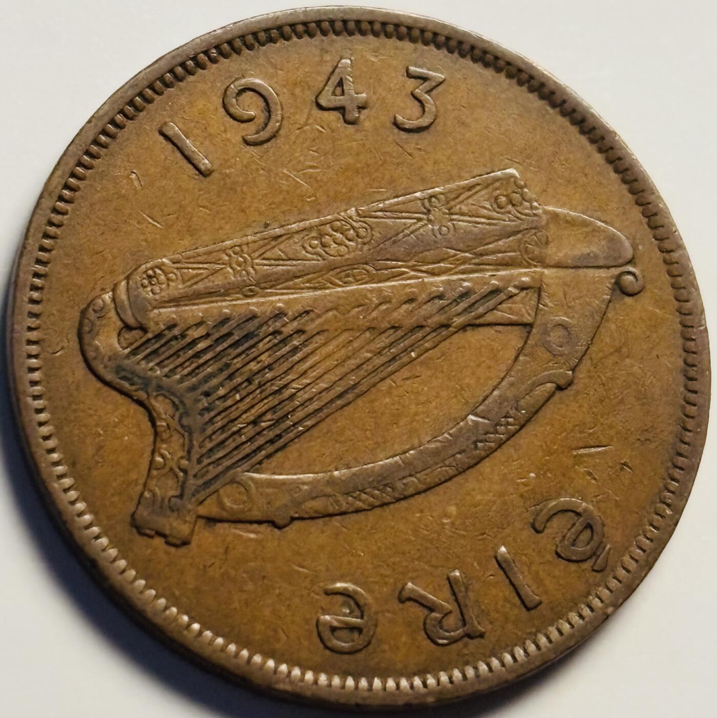 文馨钱币收藏第 233 场 极美品 1943 年英属爱尔兰 1 便士