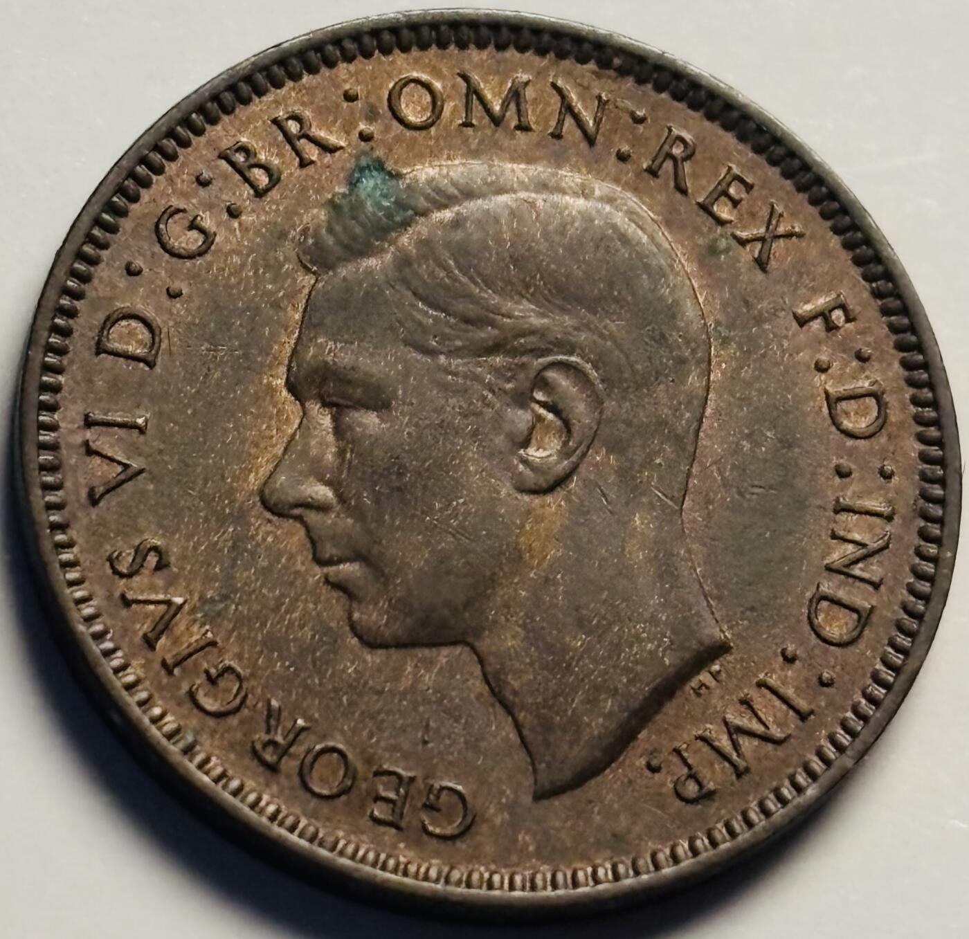 文馨钱币收藏第 233 场 带铜光色美品 1939 年英国乔治六世版法新铜币