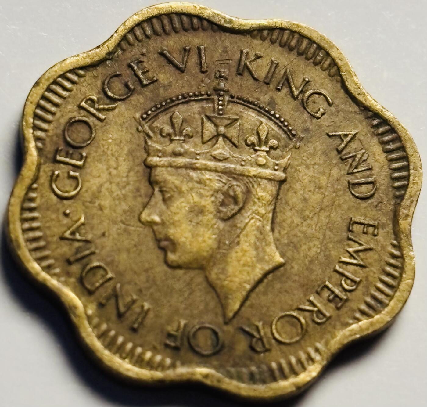 文馨钱币收藏第 233 场 美品 1944 年英属锡兰 10 分铜币，乔治六世版
