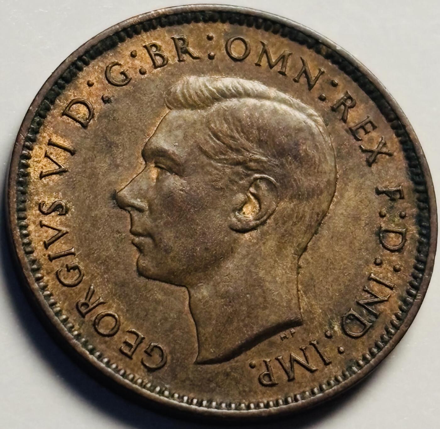 文馨钱币收藏第 233 场 铜光色美品 1937 年英国乔治六世登基版法新铜币