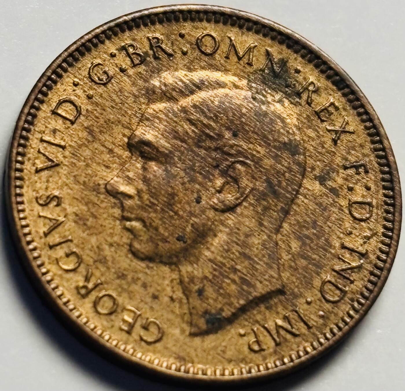 文馨钱币收藏第 233 场 铜光色美品 1946 年英国乔治六世版法新铜币