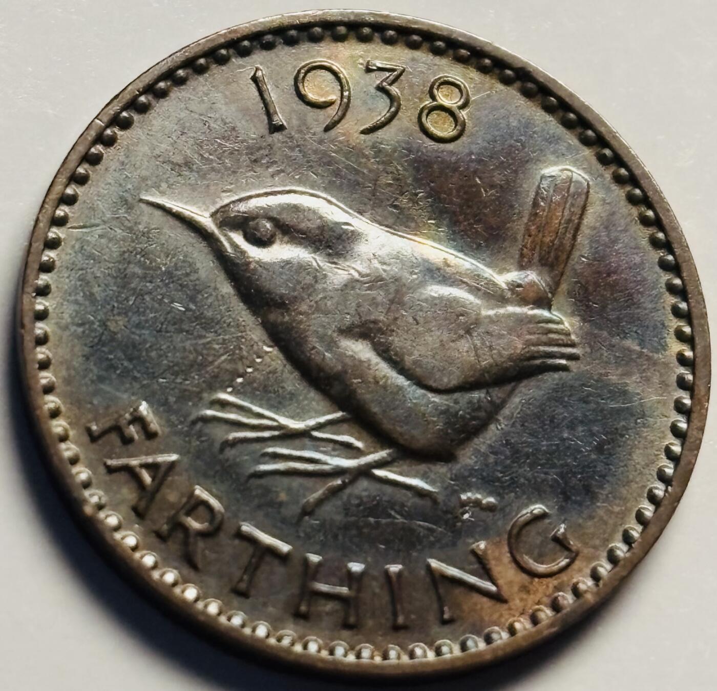 文馨钱币收藏第 233 场 带彩美品 1938 年英国乔治六世版法新铜币