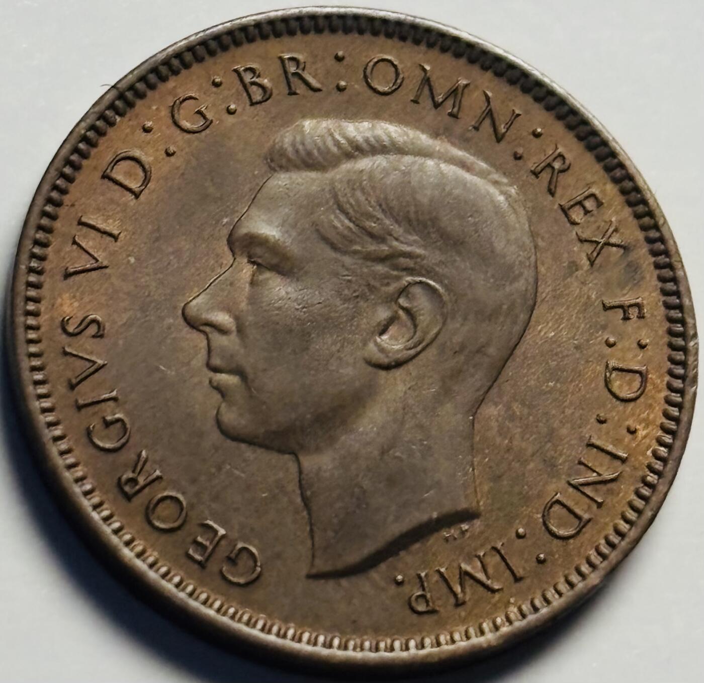 文馨钱币收藏第 233 场 铜光色美品 1947 年英国乔治六世版法新铜币
