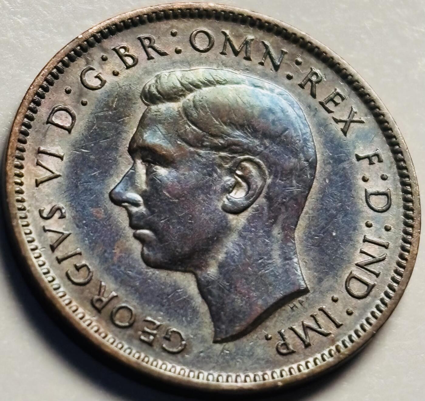 文馨钱币收藏第 233 场 带彩美品 1938 年英国乔治六世版法新铜币