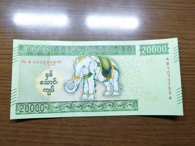 免佣金～1996年巴哈马 1，缅甸白象20000纪念钞，2006挪威100等剩货团购任选 2023年缅甸白象20000 纪念钞全新绝品无4尾号759