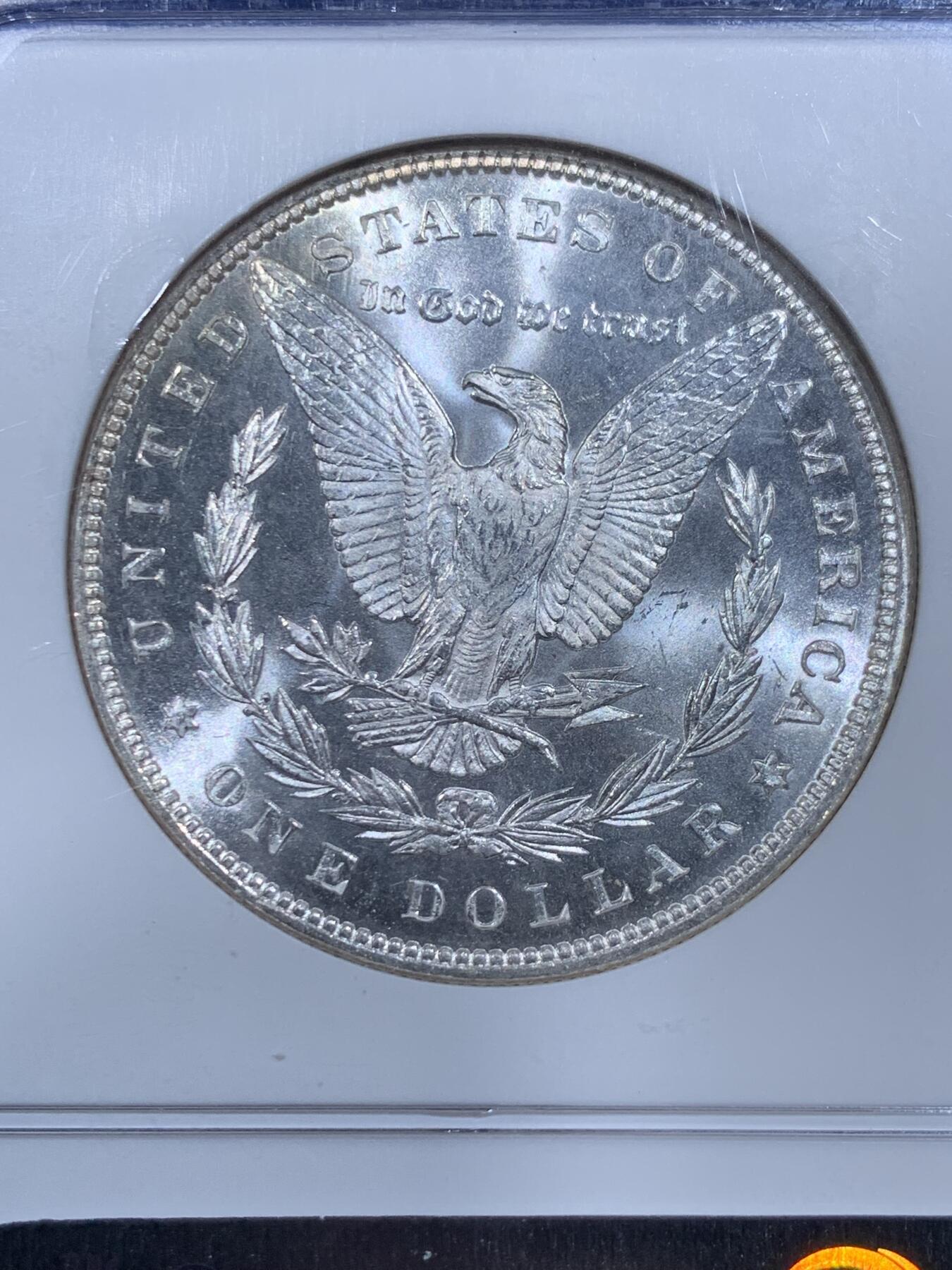 《竞宝斋》第367场 周日，周一 2场连拍 （全场包邮） NGC MS64 美国1887年摩根1美元银币 暴光品相无多余包浆 少见经典老盒