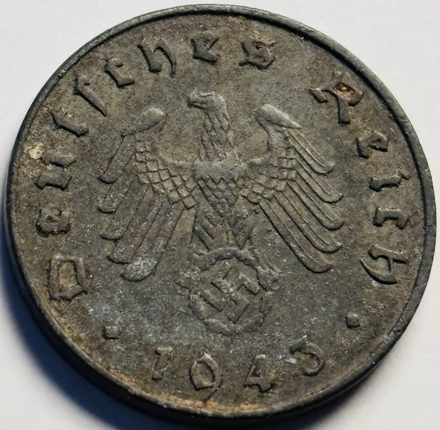 文馨钱币收藏第 233 场 美品 1943 年德三 10 芬尼锌币 A 版