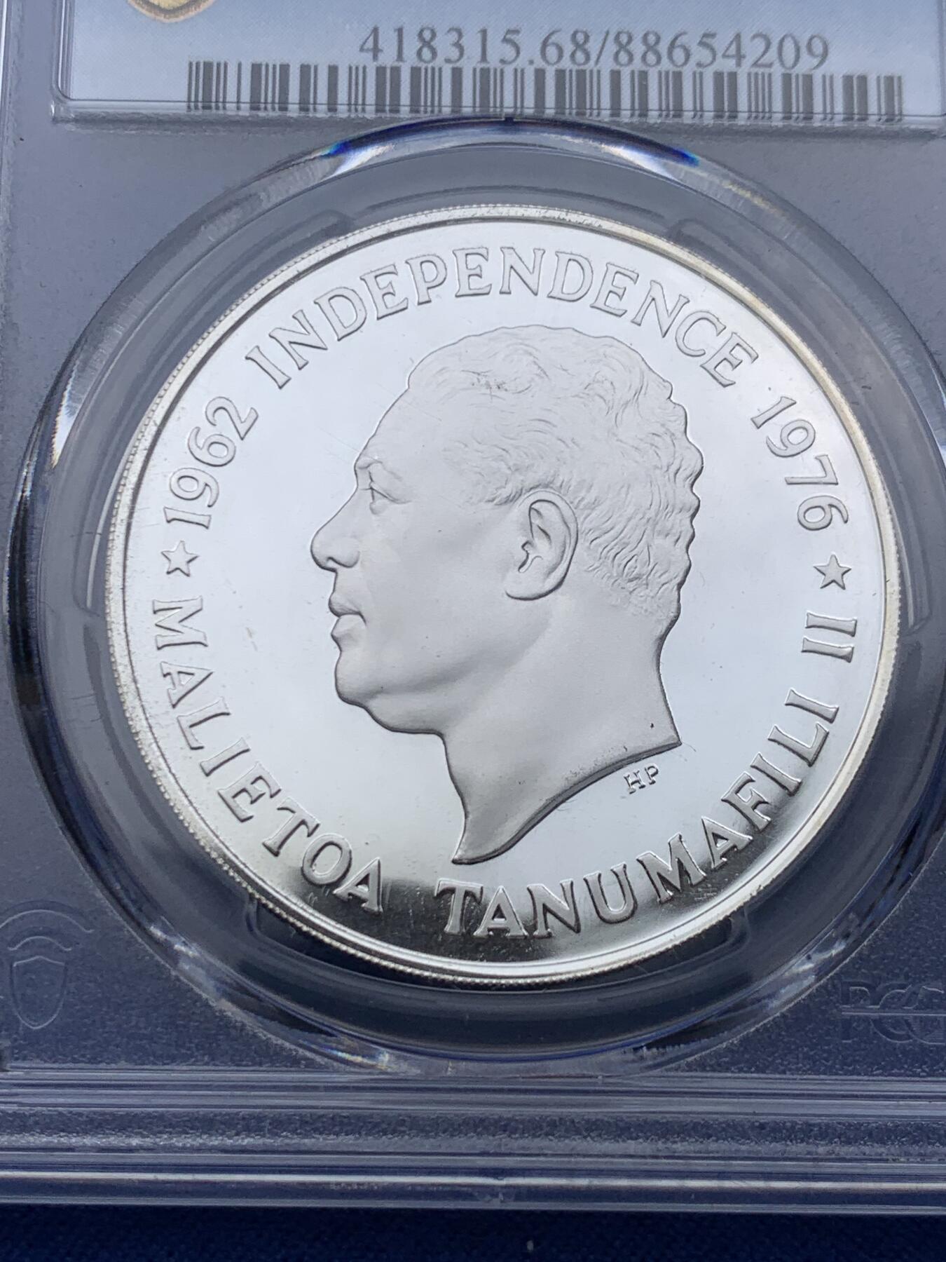 《竞宝斋》第367场 周日，周一 2场连拍 （全场包邮） PCGS PR68DCAM 萨摩亚1976年1塔拉大银币