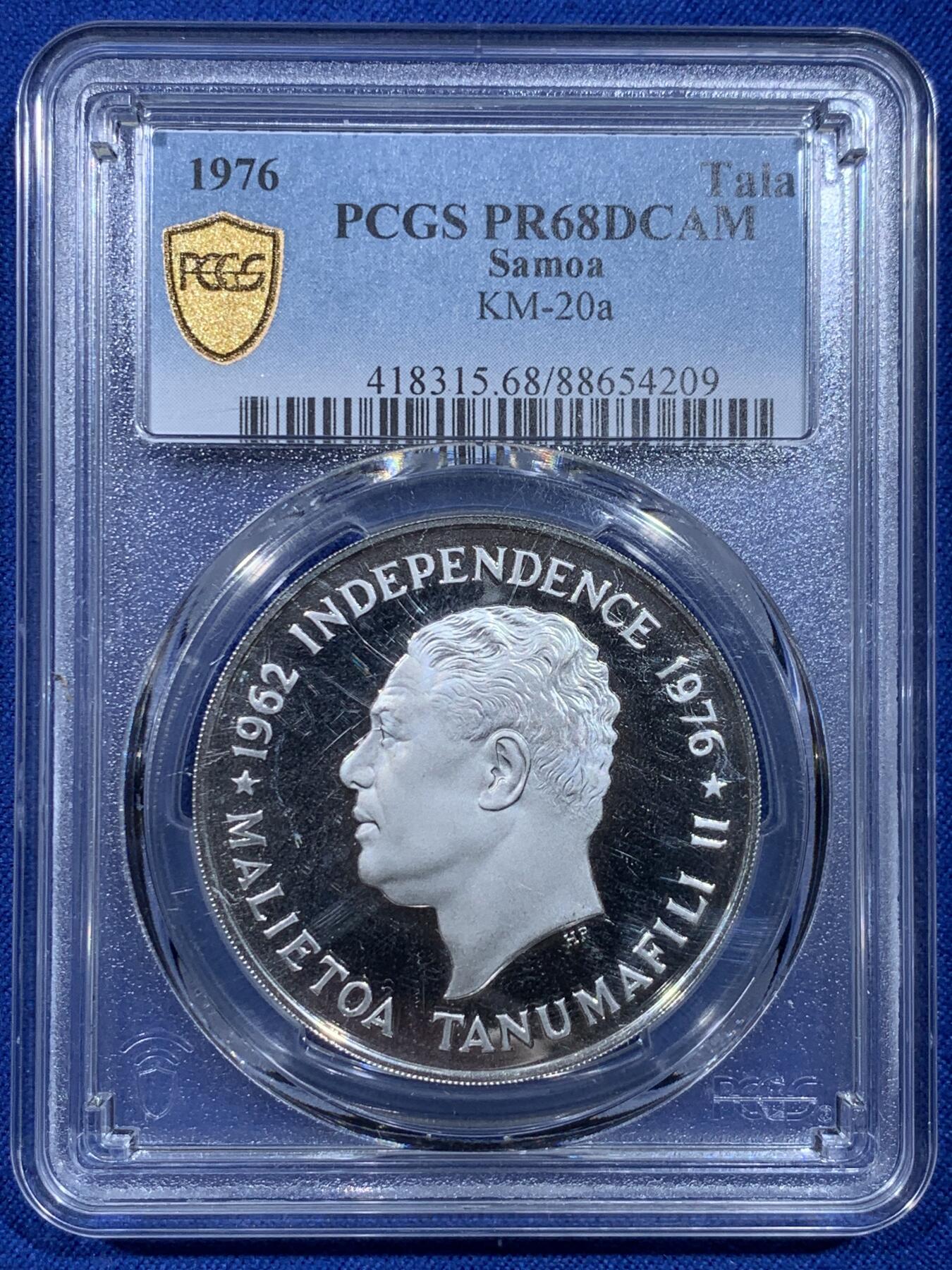 《竞宝斋》第367场 周日，周一 2场连拍 （全场包邮） PCGS PR68DCAM 萨摩亚1976年1塔拉大银币