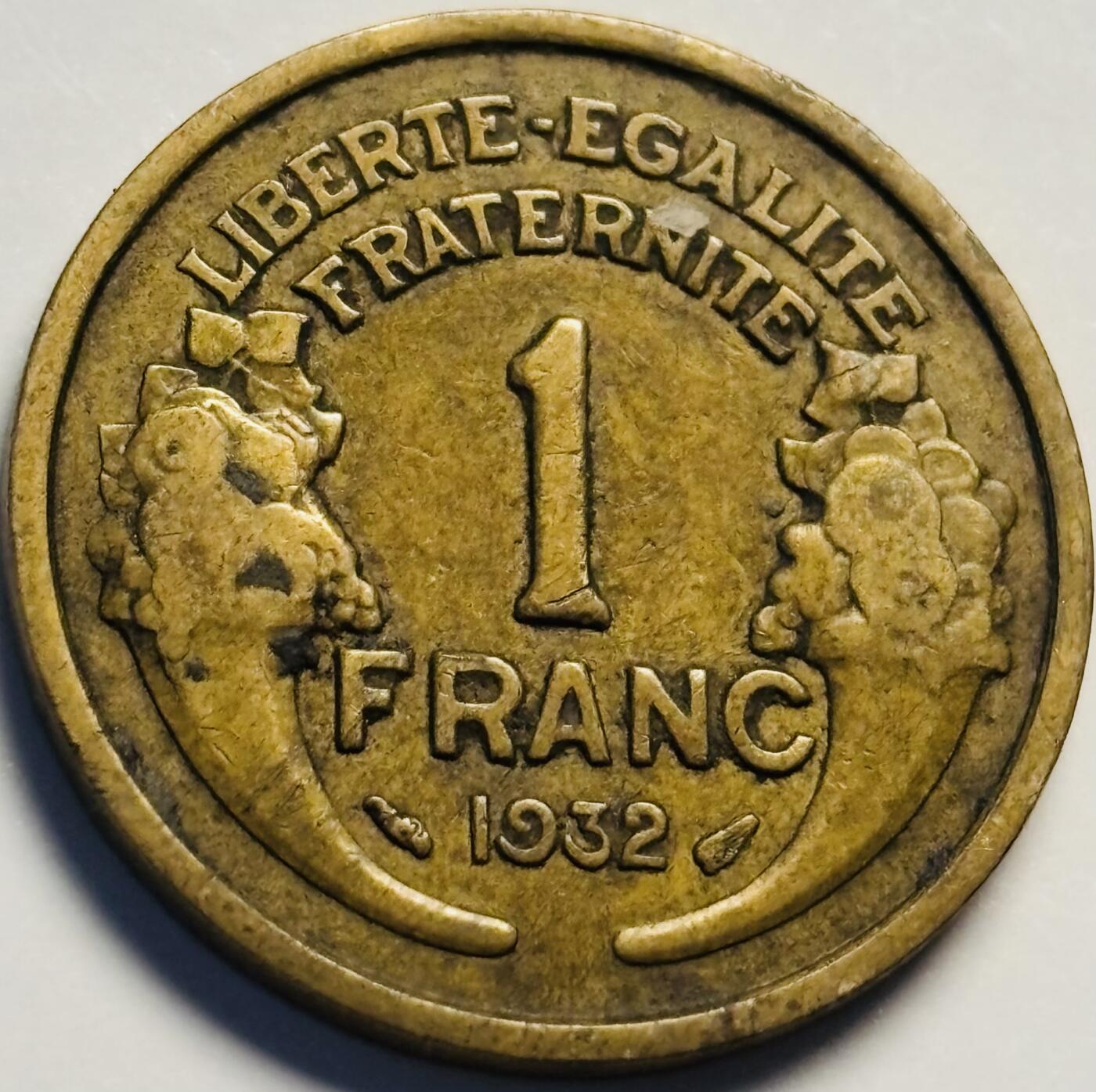 文馨钱币收藏第 233 场 1932 年法国谷物女神版 1 法郎铜币