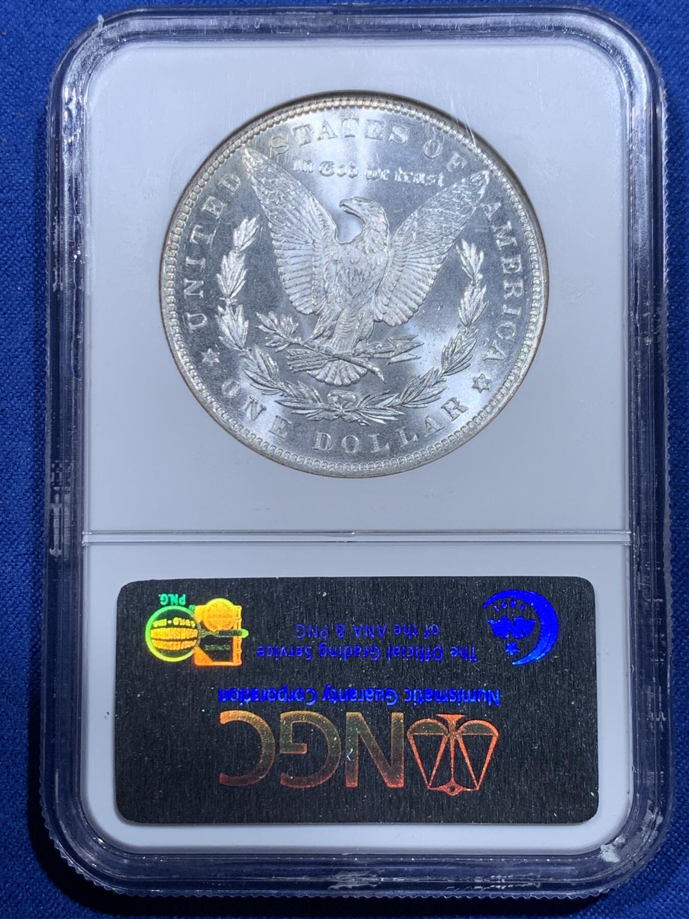 《竞宝斋》第367场 周日，周一 2场连拍 （全场包邮） NGC MS64 美国1887年摩根1美元银币 暴光品相无多余包浆 少见经典老盒