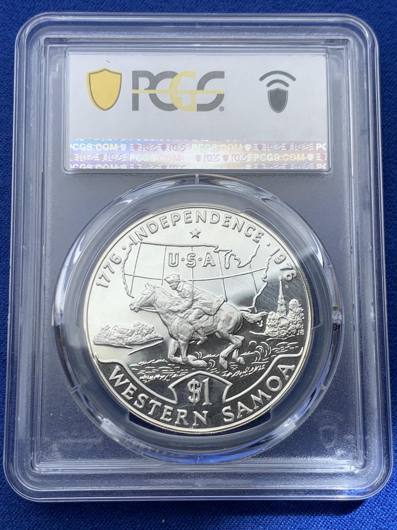 《竞宝斋》第367场 周日，周一 2场连拍 （全场包邮） PCGS PR68DCAM 萨摩亚1976年1塔拉大银币