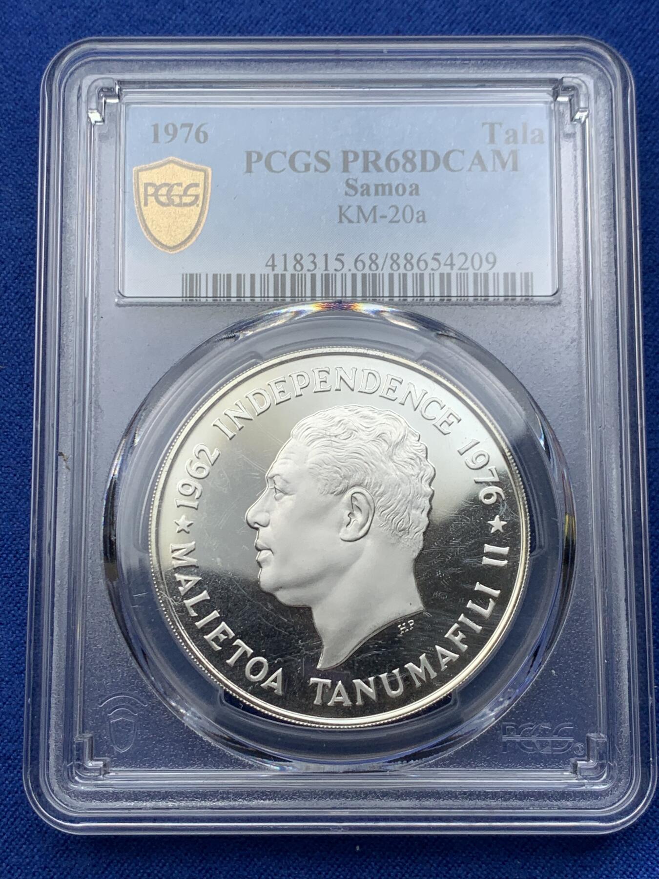 《竞宝斋》第367场 周日，周一 2场连拍 （全场包邮） PCGS PR68DCAM 萨摩亚1976年1塔拉大银币