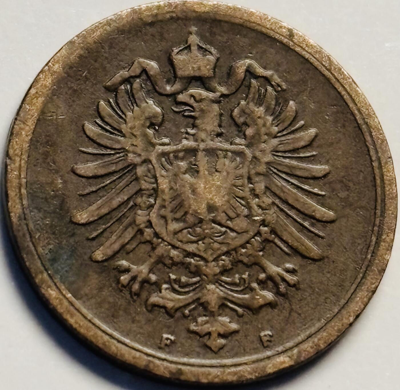文馨钱币收藏第 233 场 1887 年德意志帝国 1 芬尼铜币 F 厂