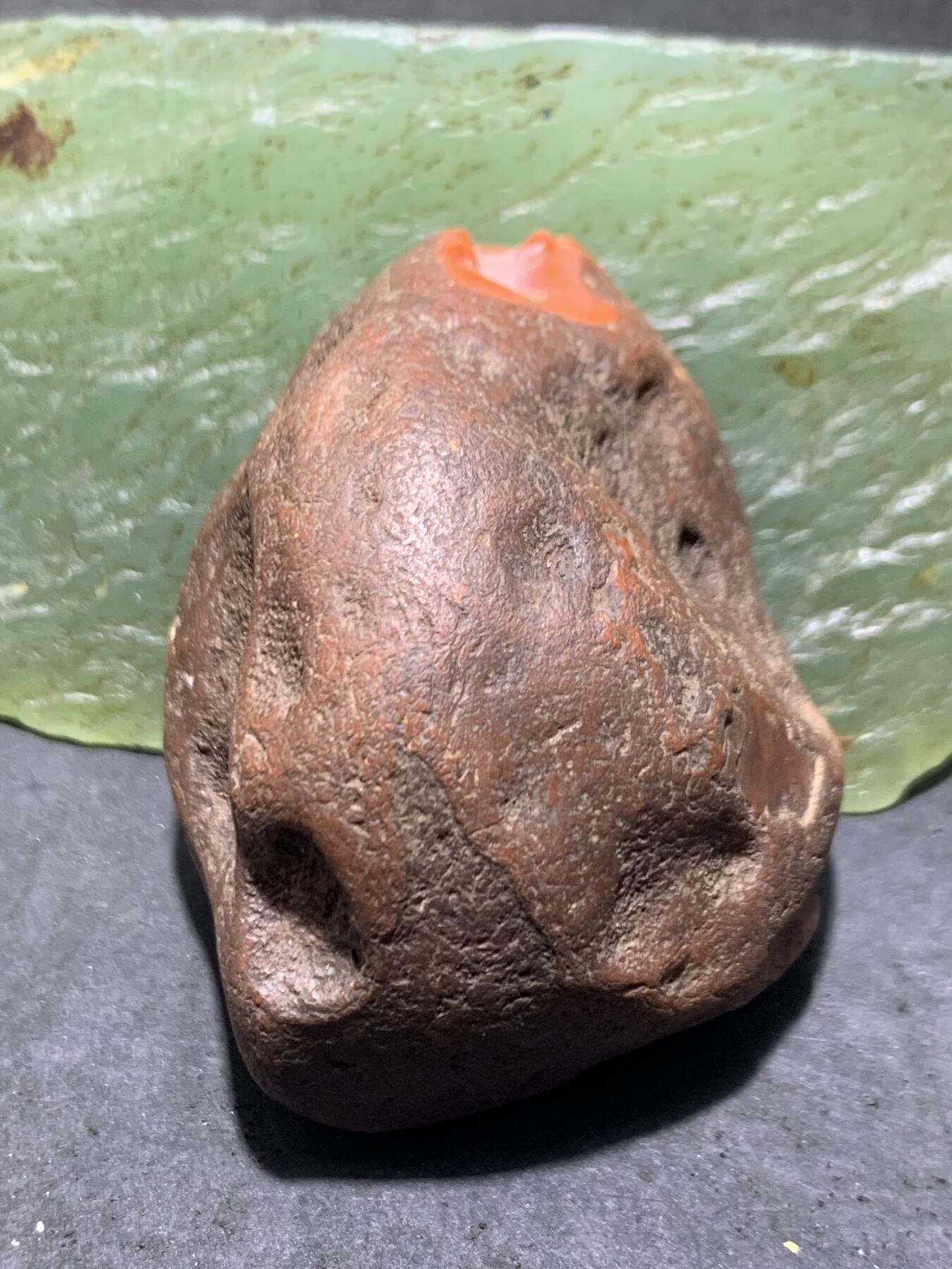 精美川料铁红皮开窗料红白肉南红玛瑙原石一颗