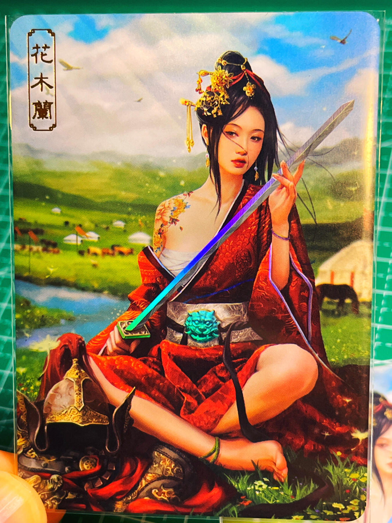 显眼宝第八期 私人收藏欣赏一下吧 【限编223号】卡将绝代芳华 花木兰  一套三张  金彩工艺