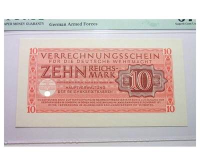 难得超高分 PMG MS67 德国第三帝国1944年10马克 原光挺版 - 难得超高分 PMG MS67 德国第三帝国1944年10马克 原光挺版