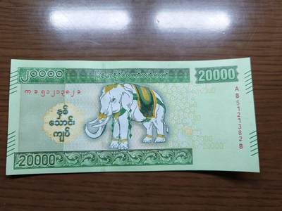 免佣金～1996年巴哈马 1，缅甸白象20000纪念钞，2006挪威100等剩货团购任选 2023年缅甸白象20000 纪念钞全新绝品无47尾号1382