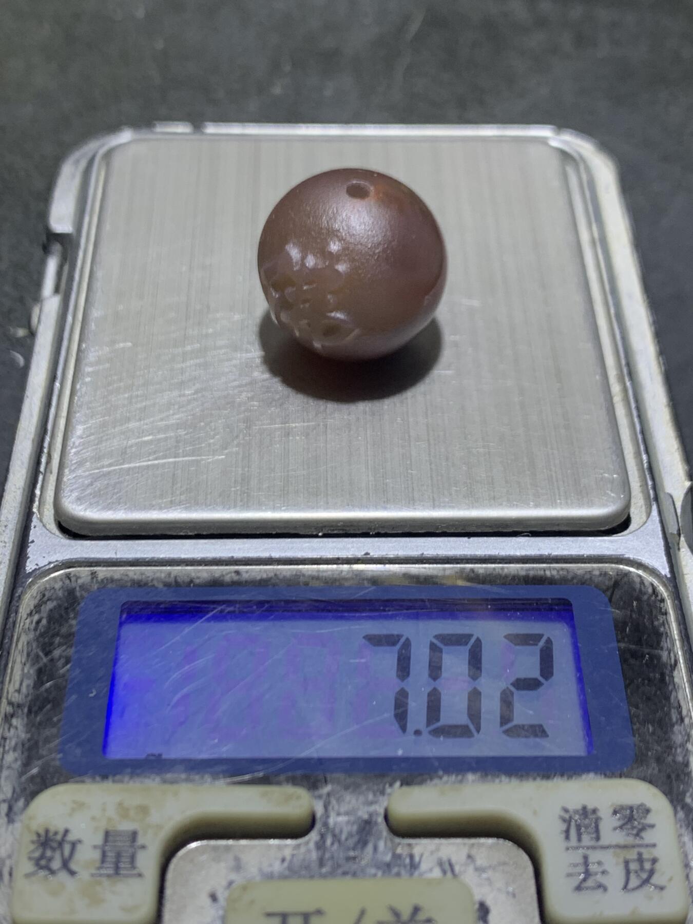 精美冰飘心紫罗兰风化纹糖心料战国红玛瑙手工雕刻佛字珠一颗