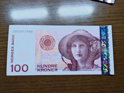 免佣金～1996年巴哈马 1，缅甸白象20000纪念钞，2006挪威100等剩货团购任选 2006年挪威100克朗 全新绝品无47尾号960