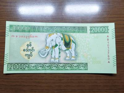 免佣金～1996年巴哈马 1，缅甸白象20000纪念钞，2006挪威100等剩货团购任选 2023年缅甸白象20000 纪念钞全新绝品无4尾号760