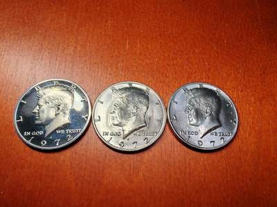 长老汇马年精选第八场拍卖 - 1972美国肯尼迪半圆3厂3枚全，2普制1精制，其中D厂透打不常见