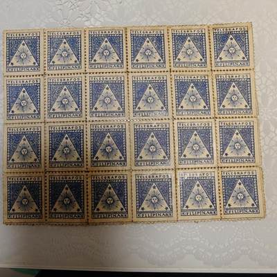 【万国集邮铺】第一场 无佣金-可寄存-满30元包邮 - 1895年菲律宾电报邮票 西属菲律宾晚期至美属菲律宾（1898年前后） 共济会 上帝之眼 4枚一组