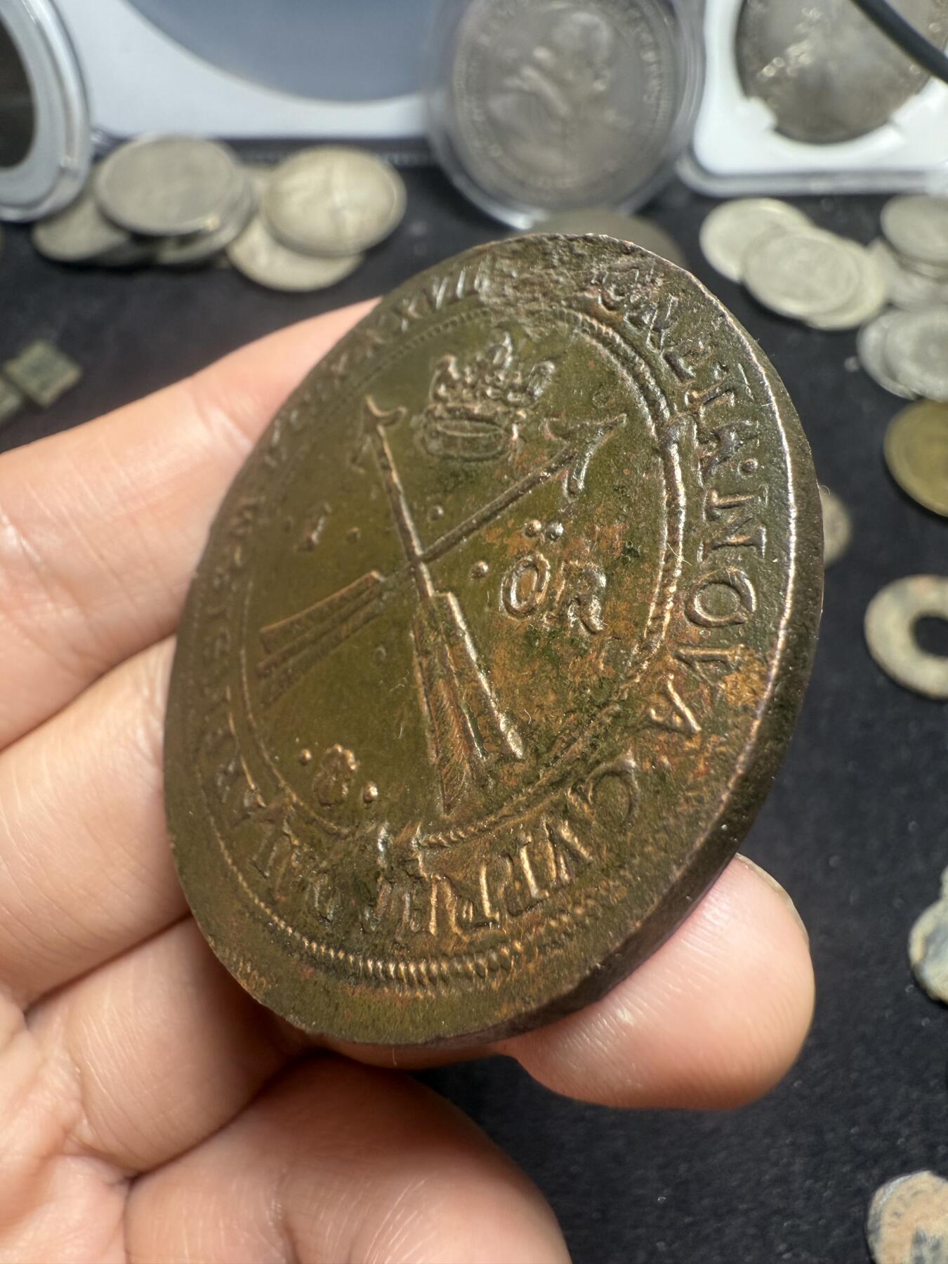南宋泉阁俄币 外币 国币 专场第十期【送拍无额外佣金】 瑞典 萨瓦王朝 1638年(罗马数字MDCXXXVIII) 克里斯蒂娜女王1欧尔大铜币 难得好品 少见