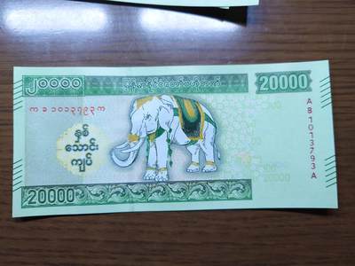 免佣金～1996年巴哈马 1，缅甸白象20000纪念钞，2006挪威100等剩货团购任选 2023年缅甸白象20000 纪念钞全新绝品无4尾号793