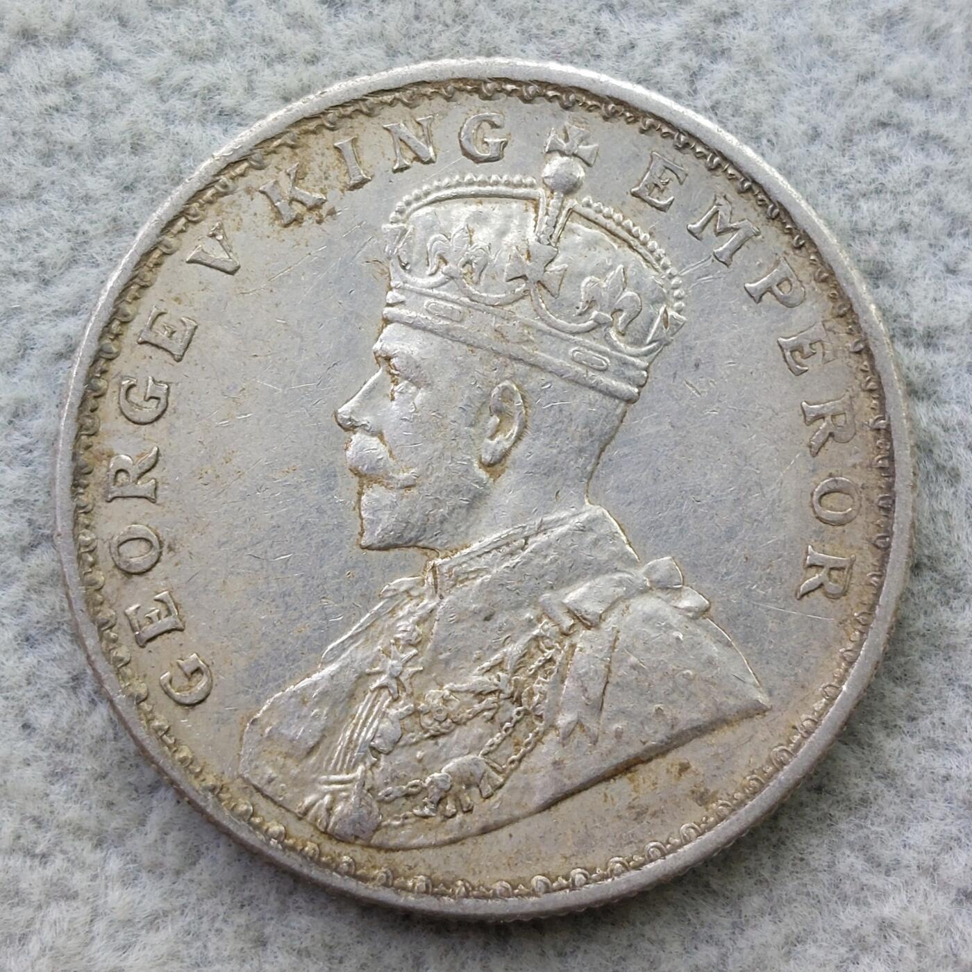 英属印度1917年（c）标乔治五世1卢比银币