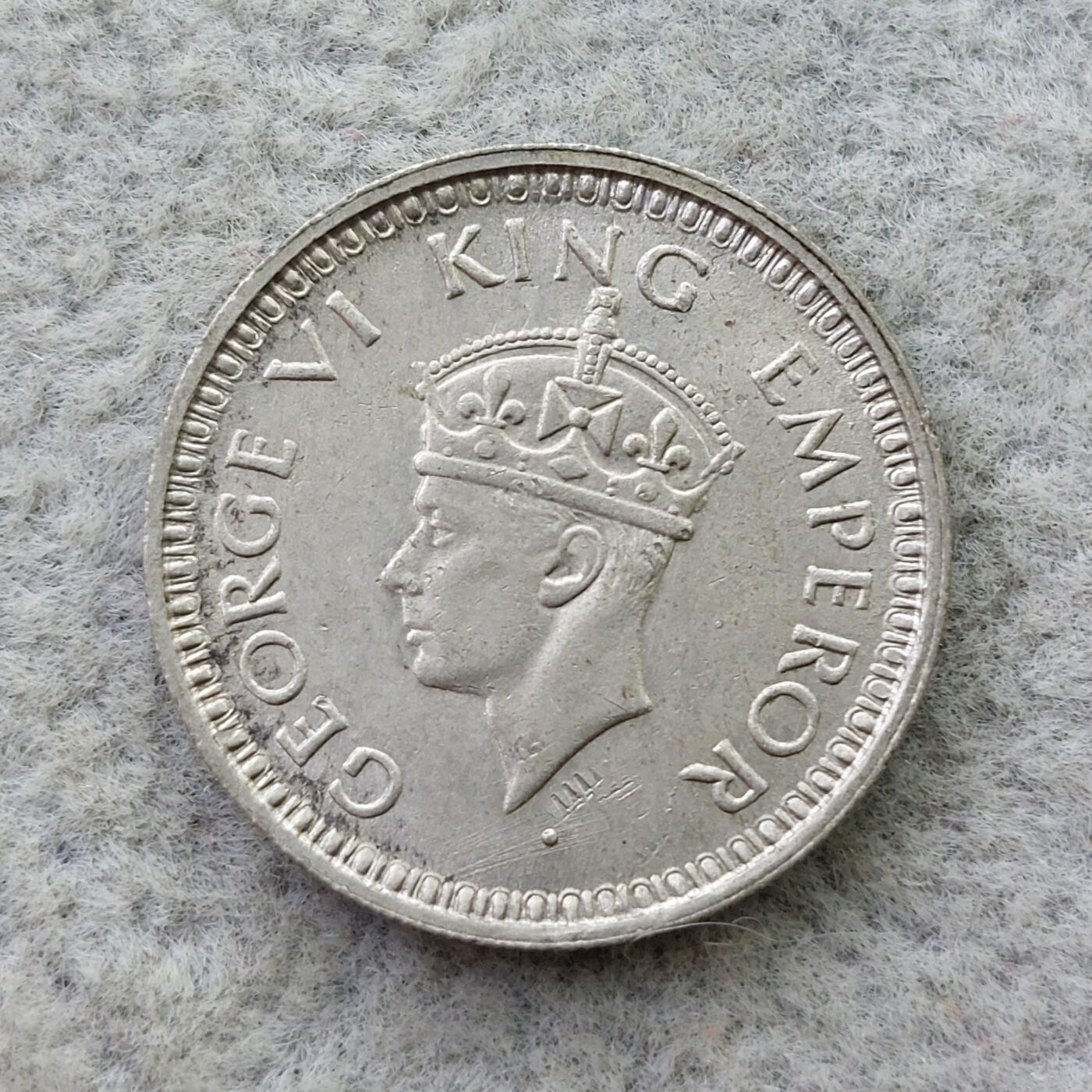 英属印度1944年（b）标乔治六世1/4卢比银币