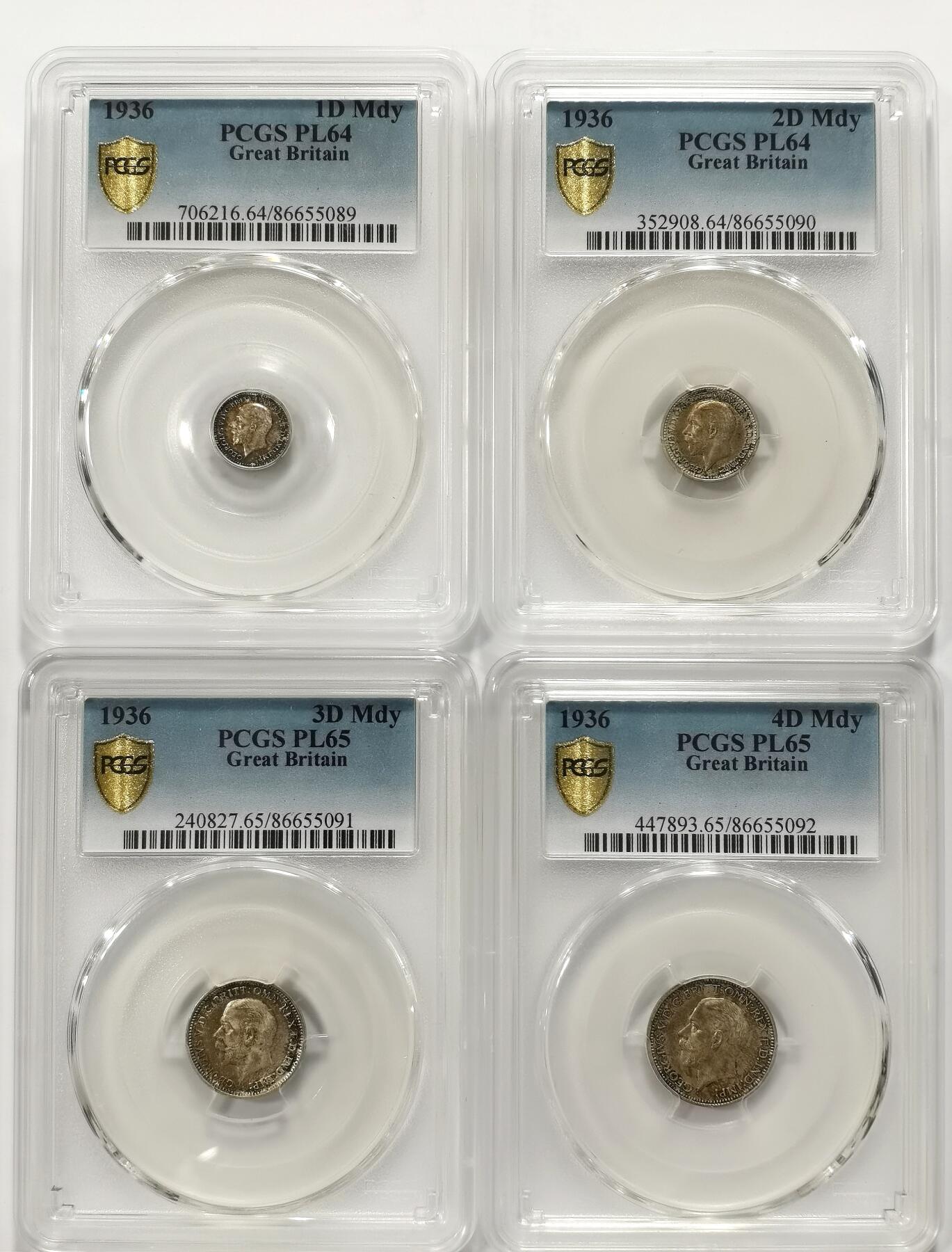 博洋堂世界钱币拍卖第117期（全场包邮） PCGS PL64-65 英国1936年乔五濯足币一套，key-date。