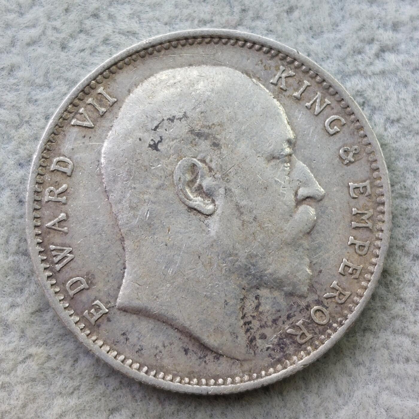 英属印度1905年B标爱德华七世1卢比银币