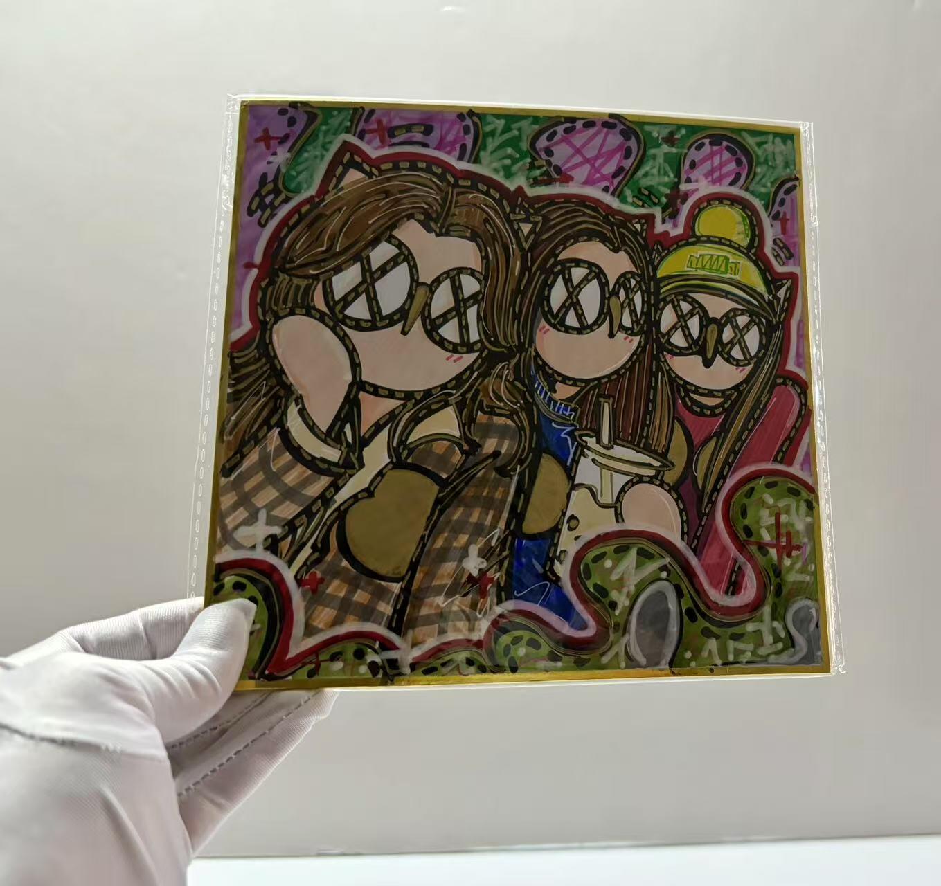 零元拍：歪歪亲笔签名原画色卡，尺寸：18/18厘米，不是复制画哦