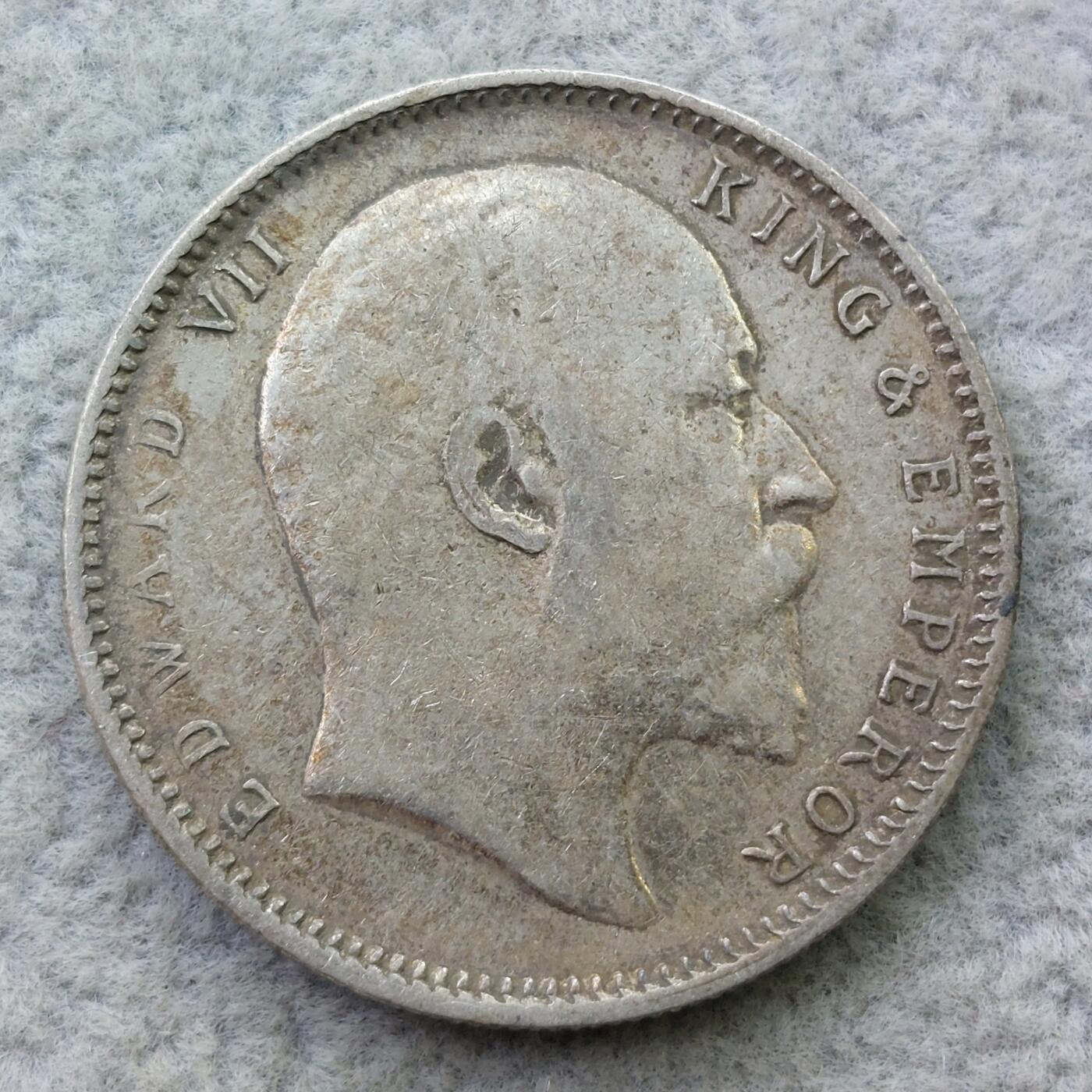 英属印度1906年（c）标爱德华七世1卢比银币