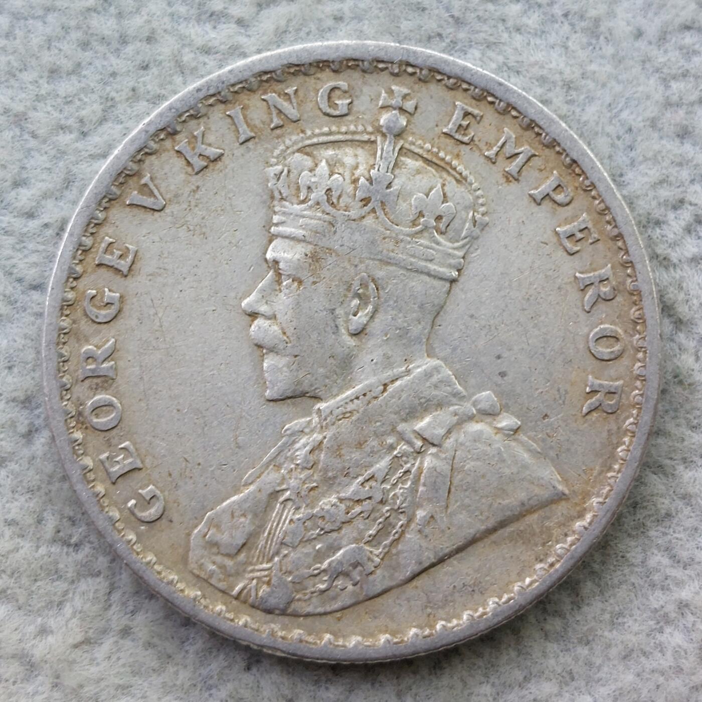 英属印度1918年（c）标乔治五世1卢比银币