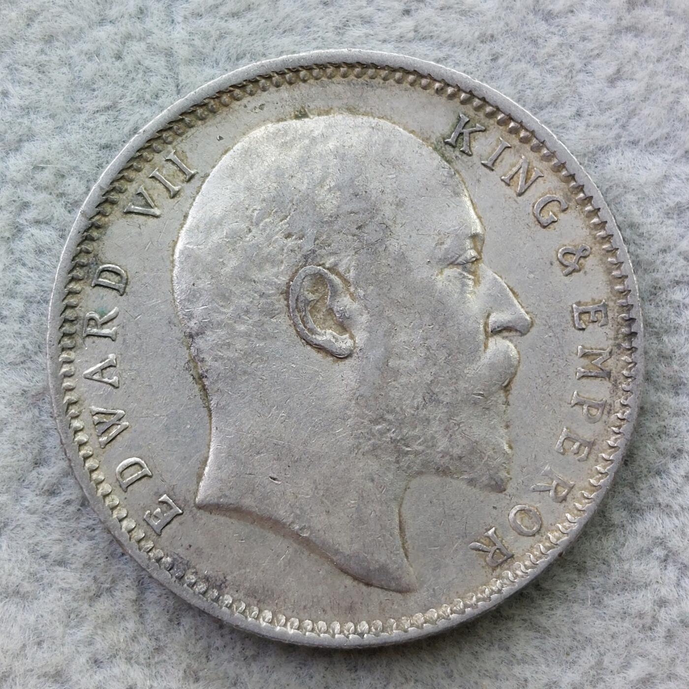 英属印度1908年（c）标爱德华七世1卢比银币