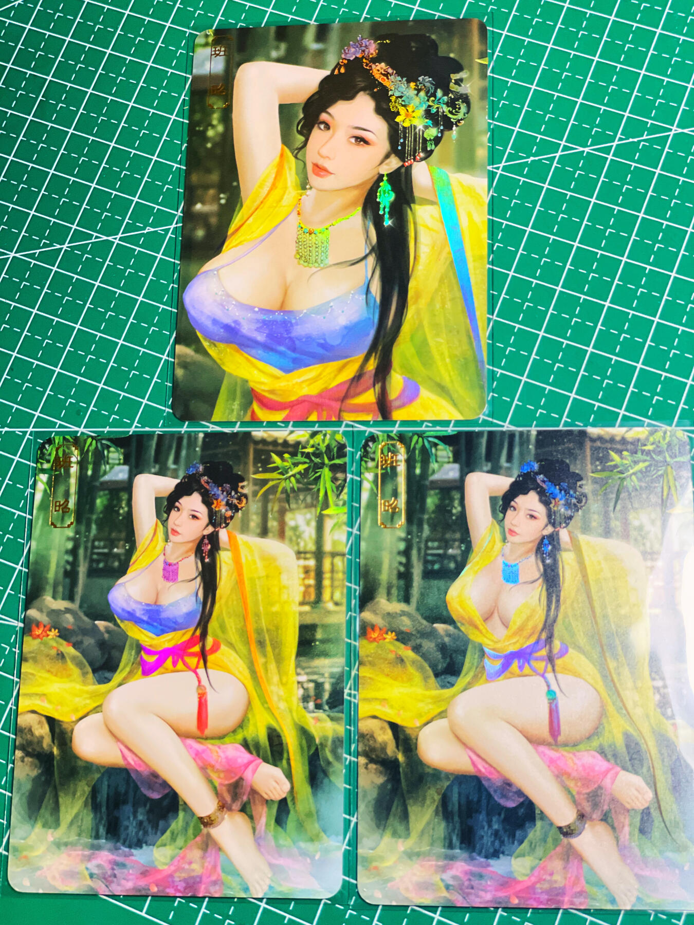 显眼宝第八期 私人收藏欣赏一下吧 卡将 欲女传 班昭 女史学家 金彩一套三张