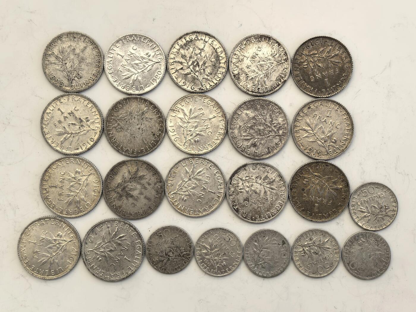 博洋堂世界钱币拍卖第117期（全场包邮） 法国小银币23枚一组，总重99.2克