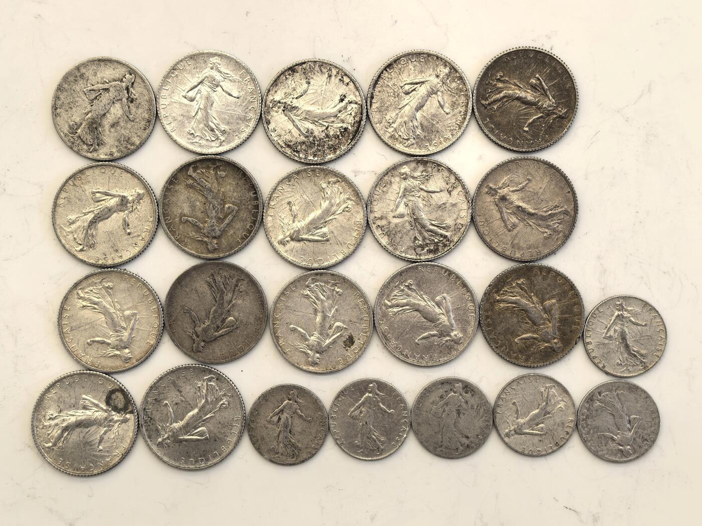 博洋堂世界钱币拍卖第117期（全场包邮） 法国小银币23枚一组，总重99.2克