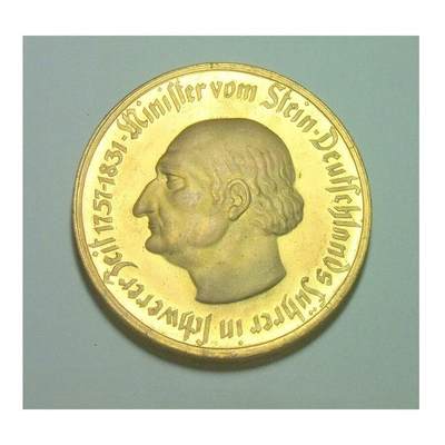 德国1923年威斯特法伦1万马克镀金大马币 精制原光 - 德国1923年威斯特法伦1万马克镀金大马币 精制原光