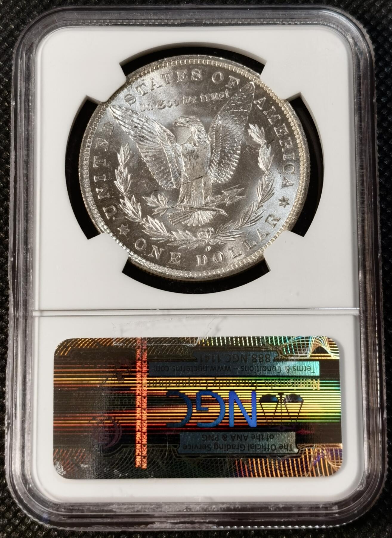 “银华永恒·摩根之光” 甄臻铺-摩根专场（第11期）送拍享返佣金等优惠多多 NGC-MS65 1884年O版摩根，老盒子，PL质感