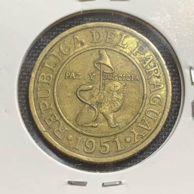 KK钱币收藏小铺 255场 2月预留时间 周末发货 -  1951巴拉圭50分铜币