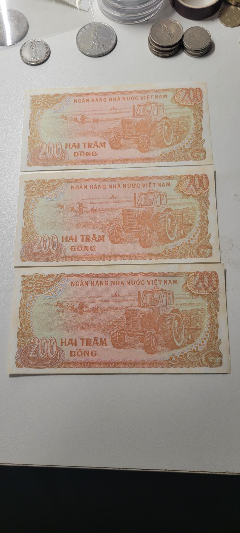 2025第十二期，纸币均有打光 1987年 越南200盾纸币 3张