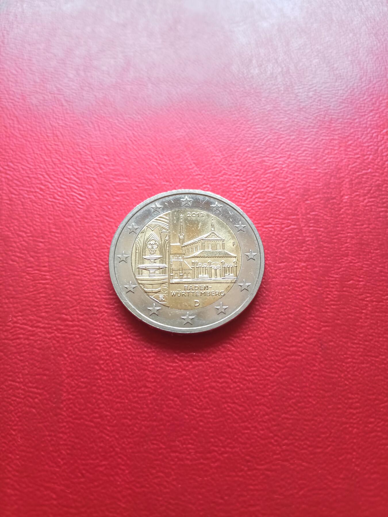 德国2013年巴符州穆尔布隆修道院2E纪念币，F标，UNC，详见图片，按图发货。