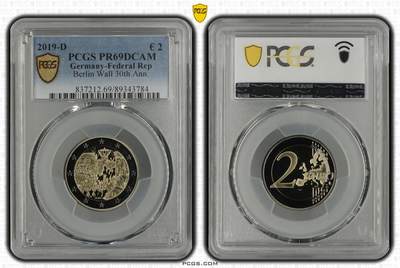 S&S Numismatic世界钱币-拍卖 第112期  - 获奖币*德国2019年 推倒柏林墙30周年 2欧元双色精制纪念币 PCGS PR69DCAM